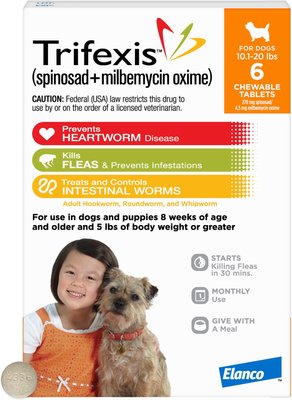 Trifexis Chewable Tablet for Dogs, 10.1-20 lbs, (Orange Box), slide 1 of 1