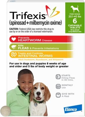 Trifexis Chewable Tablet for Dogs, 20.1-40 lbs, (Green Box), slide 1 of 1