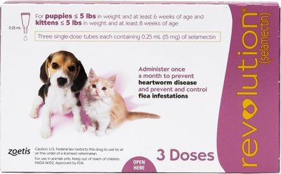 Revolution Topical Solution for Kittens & Puppies, under 5 lbs, (Mauve Box), slide 1 of 1