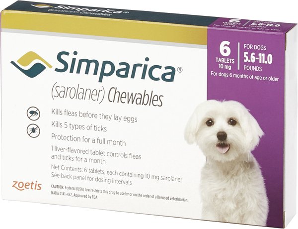 Simparica Chewable Tablet for Dogs, 5.6-11 lbs, (Purple Box), 6 Chewable Tablets (6-mos. supply) slide 1 of 4
