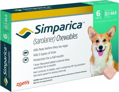 Simparica Chewable Tablet for Dogs, 22.1-44 lbs, (Mint Box), slide 1 of 1