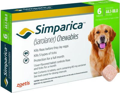 Simparica Chewable Tablet for Dogs, 44.1-88 lbs, (Green Box), slide 1 of 1