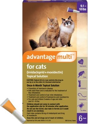 Advantage Multi Topical Solution for Cats, 9.1-18 lbs, (Purple Box), slide 1 of 1