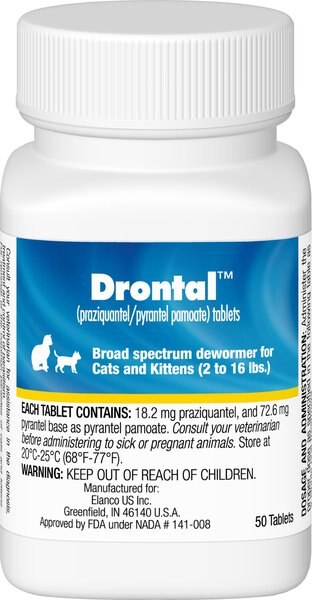 Drontal Tablets for Cats & Kittens, 2-16 lbs, 1 Tablet slide 1 of 6