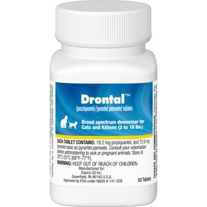Drontal Tablets for Cats and Kittens, 2-16 lbs, 1 Tablet