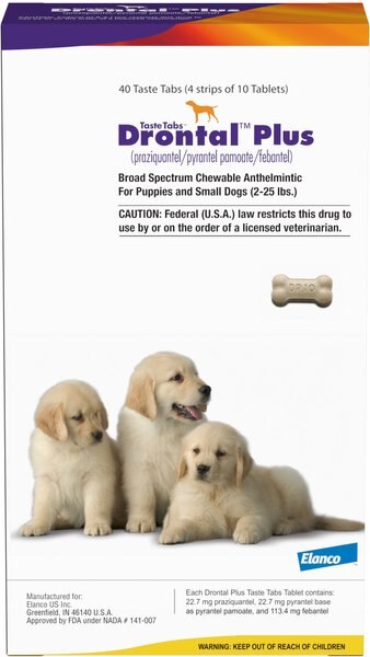 Drontal Plus Chewable Tablet for Small Dogs & Puppies, 2-25 lbs, 1 Tablet slide 1 of 5
