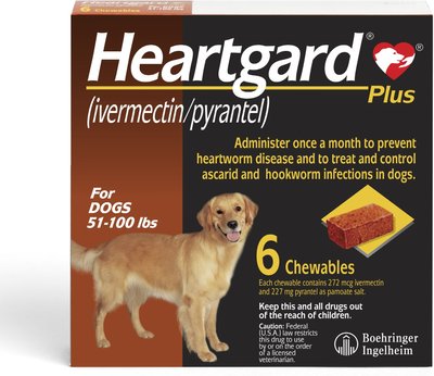 Heartgard Plus Chew for Dogs, 51-100 lbs, (Brown Box)