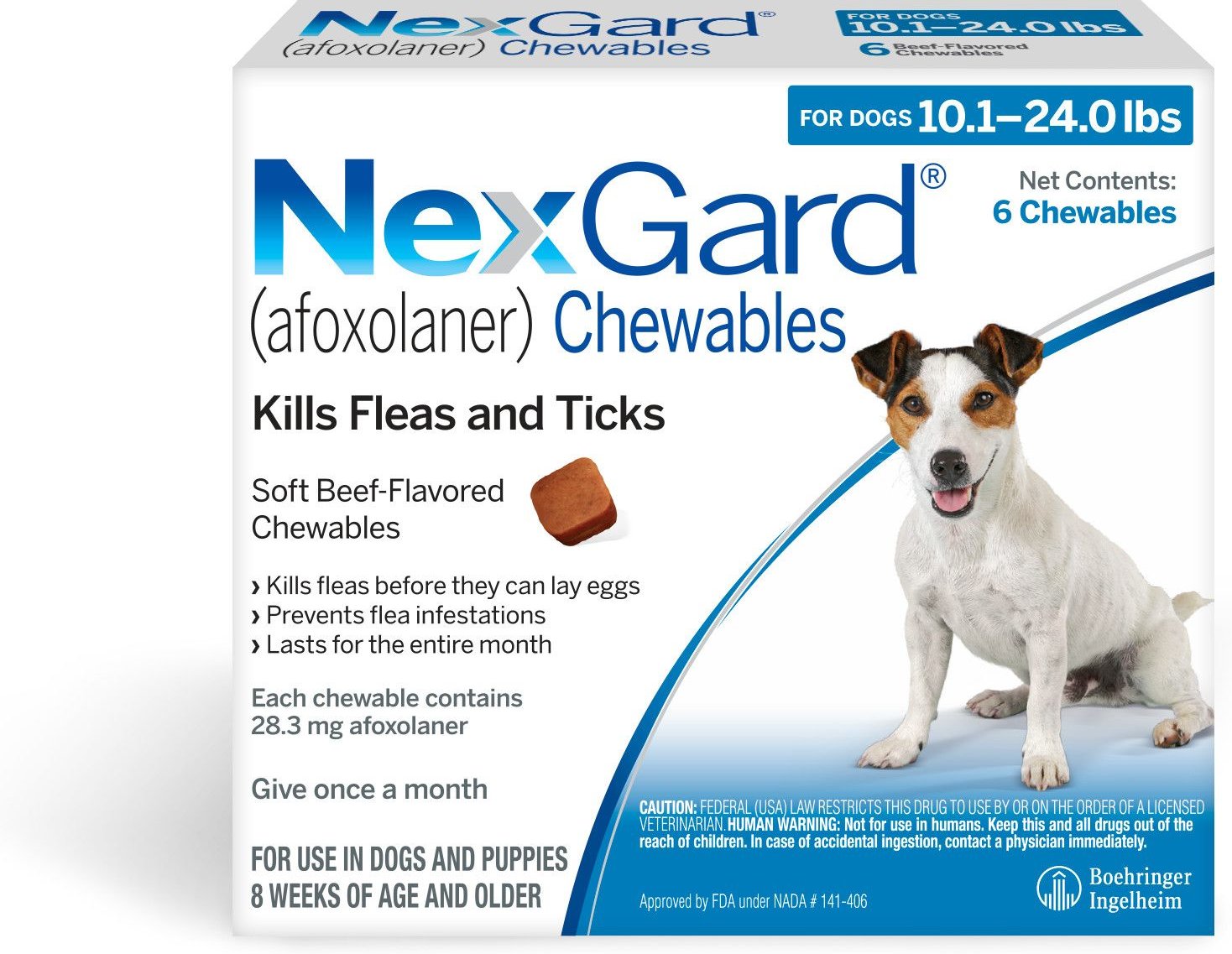 NEXGARD Chewables for Dogs, 10.1-24 lbs 