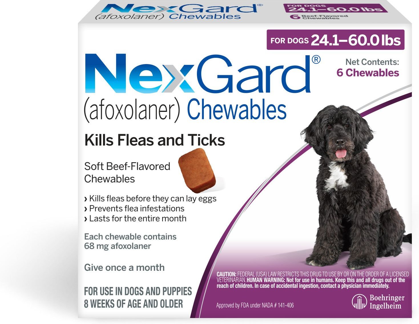 NEXGARD Chewables for Dogs, 24.1-60 lbs 