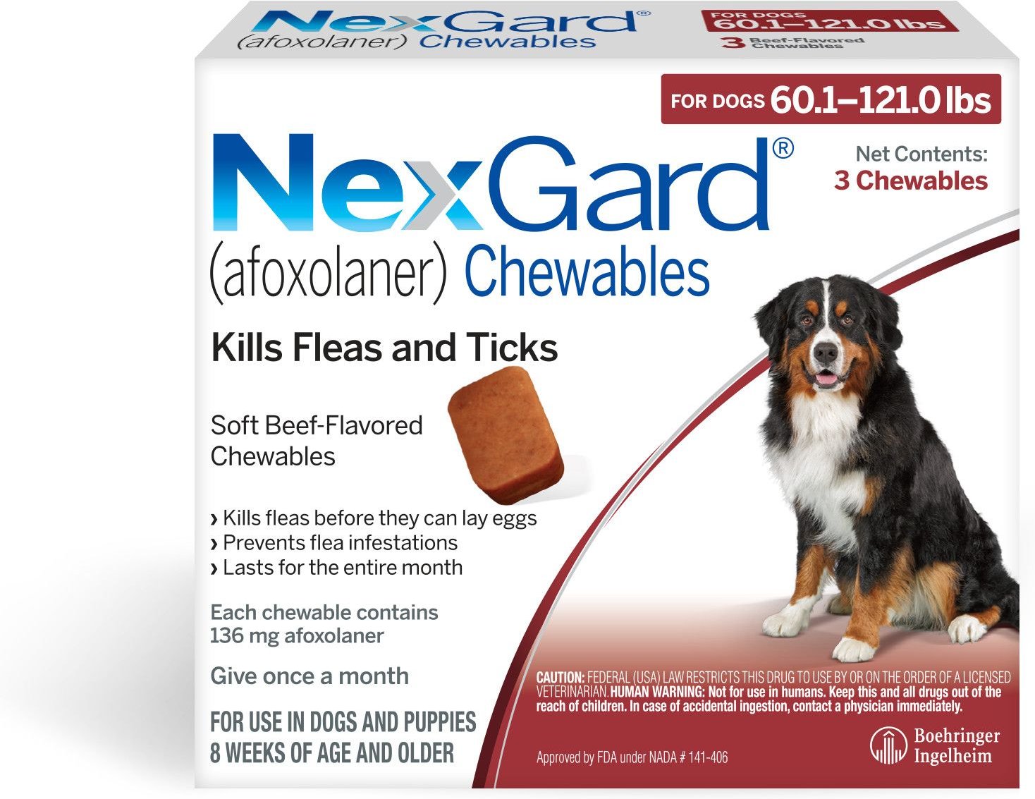 NEXGARD Chewables for Dogs, 60.1-121 