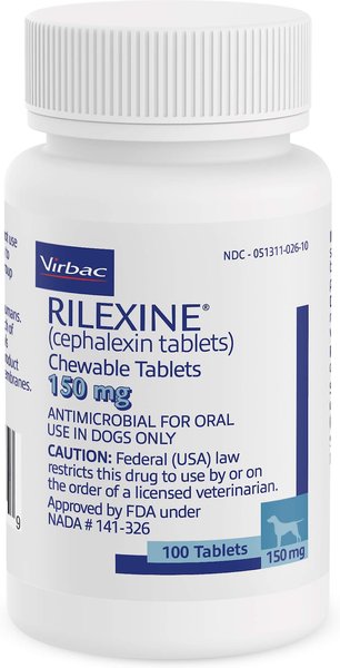 Rilexine (Cephalexin) Chewable Tablets for Dogs, 150-mg, 1 tablet slide 1 of 6