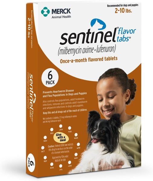 Sentinel Tablet for Dogs, 2-10 lbs, (Brown Box), 6 Tablets (6-mos. supply) slide 1 of 7