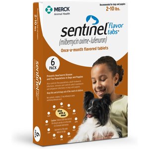 Sentinel Tablet for Dogs, 2-10 lbs, (Brown Box), 6 Tablets (6-mos. supply)