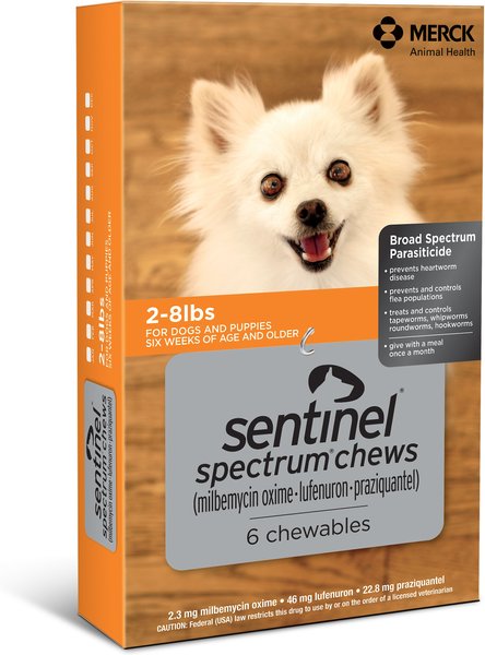 Sentinel Spectrum Chew for Dogs, 2-8 lbs, (Orange Box), 6 Chews (6-mos. supply) slide 1 of 6