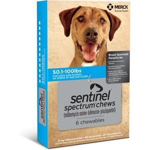 Sentinel Spectrum Chew for Dogs, 50.1-100 lbs, (Blue Box), 6 Chews (6-mos. supply)