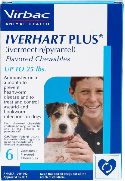 Iverhart Plus Chewable Tablet for Dogs, 1-25 lbs, (Blue Box), 6 Chewable Tablets (6-mos. supply) slide 1 of 4