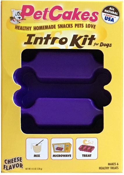 PetCakes Intro Kit Cheese Flavor Microwavable Mix With Bone Shaped Pan Dog Treats, 4.5-oz box slide 1 of 5