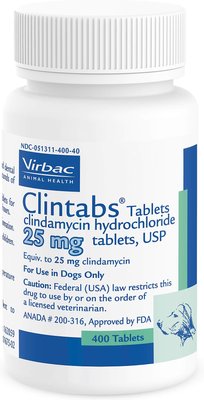 CLINTABS (Clindamycin HCl) Tablets for Dogs, 25-mg, 1 tablet - Chewy.com