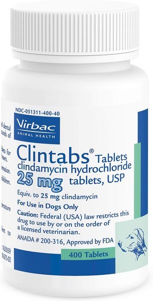 Clintabs (Clindamycin HCl) Tablets for Dogs, 25-mg, 1 tablet slide 1 of 7