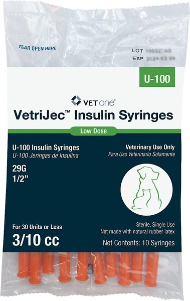VetOne VetriJec Insulin Syringes/Needles U-100 29 Gauge x 0.5-in, 0.3-cc, 10 count slide 1 of 6