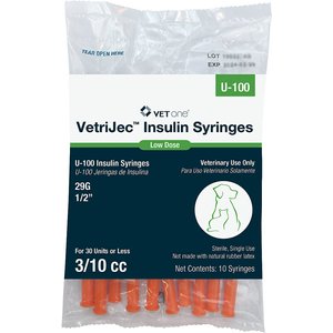 VetOne VetriJec Insulin Syringes/Needles U-100 29 Gauge x 0.5-in, 0.3-cc, 10 count