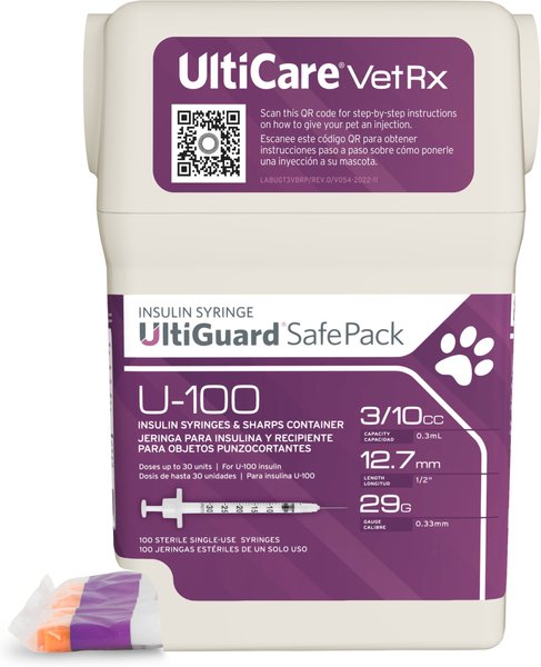 UltiCare UltiGuard Safe Pack Insulin Syringes U-100 29 Gauge x 0.5-in, 0.3-cc, 100 count slide 1 of 10