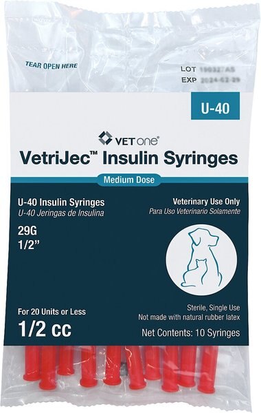 VetOne VetriJec Insulin Syringes/Needles U-40 29 Gauge x 0.5-in, 0.5-cc, 10 count slide 1 of 6