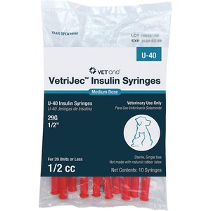 VetOne VetriJec Insulin Syringes/Needles U-40 29 Gauge x 0.5-in, 0.5-cc, 10 count
