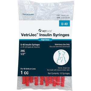 VetOne VetriJec Insulin Syringes/Needles U-40 29 Gauge x 0.5-in, 1-cc, 10 count
