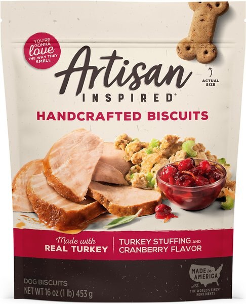 Artisan Inspired Turkey Stuffing & Cranberry Flavor Biscuits Dog Treats, 16-oz bag slide 1 of 9
