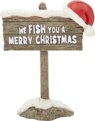 Sporn 'Merry Fishmas' Sign Aquarium Ornament, slide 1 of 1