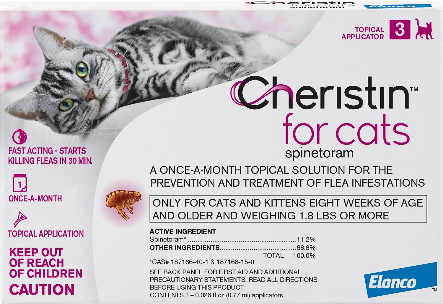 Cheristin Flea Treatment Topical For Cats Over 1 8 Lbs Chewy Free Shipping