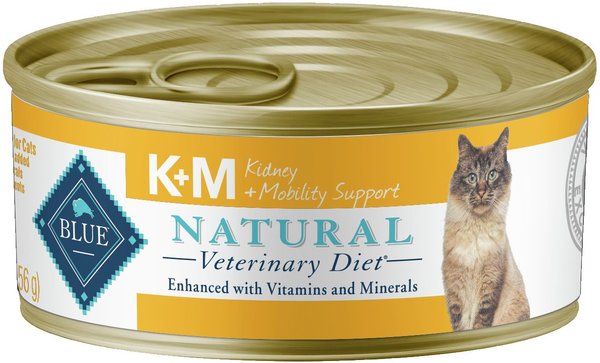 Blue Buffalo Natural Veterinary Diet K+M Kidney + Mobility Support Grain-Free Wet Cat Food, 5.5-oz, case of 24 slide 1 of 9