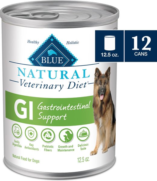 Blue Buffalo Natural Veterinary Diet GI Gastrointestinal Support Grain-Free Wet Dog Food, 12.5-oz, case of 12 slide 1 of 9