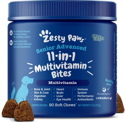 Zesty Paws Advanced 11-in-1 Bites Chicken Flavored Soft Chews Multivitamin for Senior Dogs, slide 1 of 1