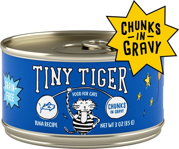 Tiny Tiger Chunks in Gravy Tuna Recipe Grain-Free Canned Cat Food, 3-oz, case of 24 slide 1 of 10