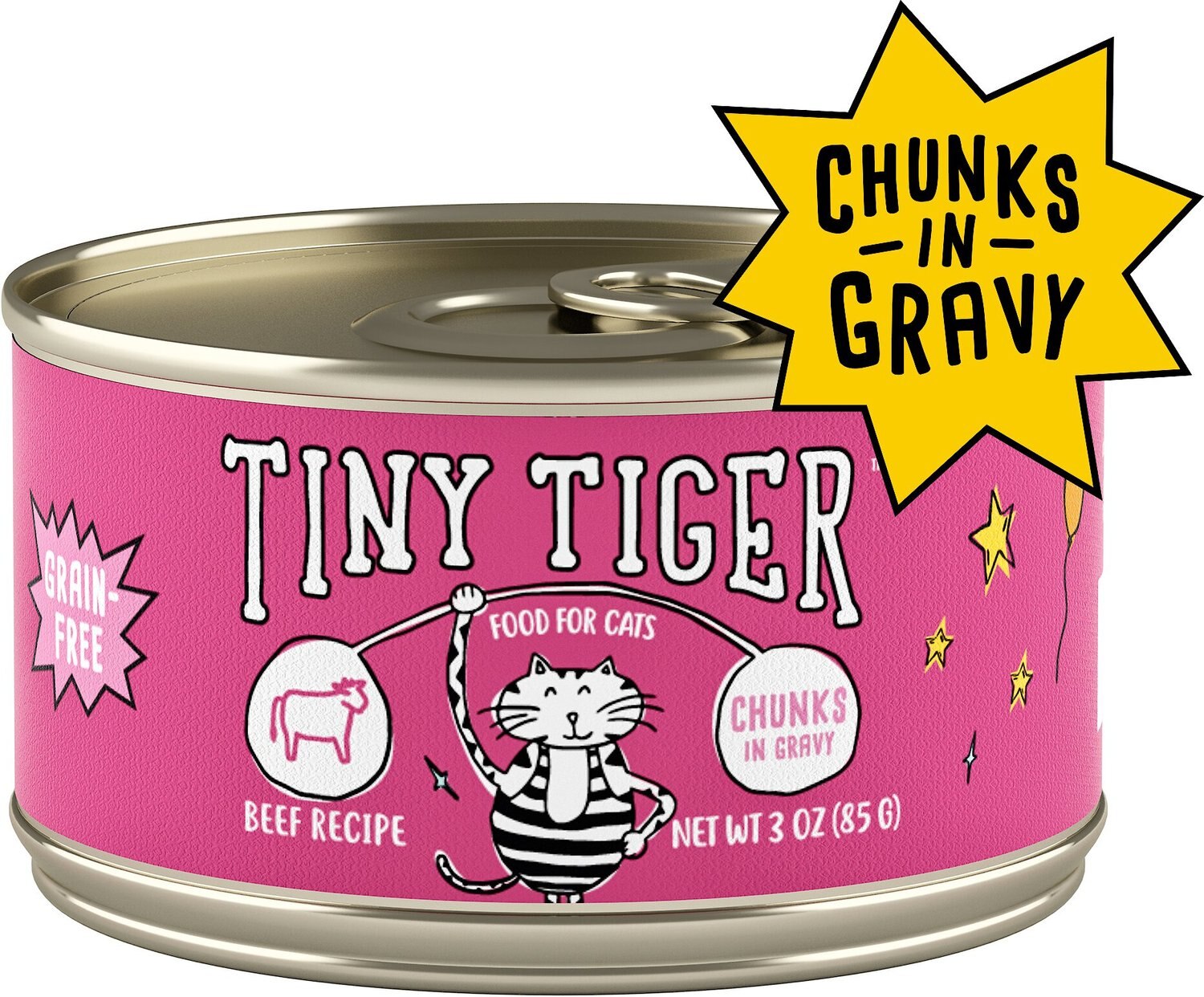 TINY TIGER Chunks in Gravy Beef Recipe Grain-Free Canned ...
