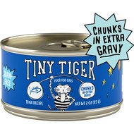 Tiny Tiger Chunks in EXTRA Gravy Tuna Recipe Grain-Free Canned Cat Food