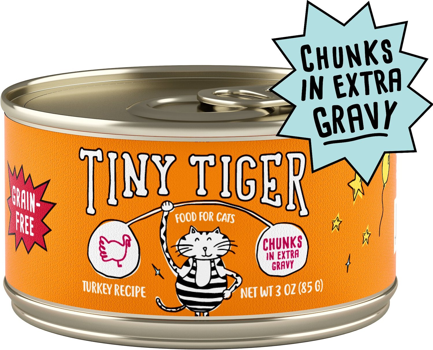 TINY TIGER Chunks in EXTRA Gravy Turkey Recipe GrainFree Canned Cat