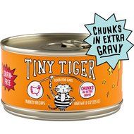 Tiny Tiger Chunks in EXTRA Gravy Turkey Recipe Grain-Free Canned Cat Food, 3-oz, case of 24