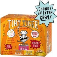 Tiny Tiger Chunks in EXTRA Gravy Beef & Poultry Recipes Variety Pack Grain-Free Canned Cat Food, 3-oz, case of 24