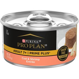 Purina Pro Plan Prime Plus 7+ Classic Cod & Shrimp Grain-Free Entree Canned Cat Food, 3-oz, case of 24