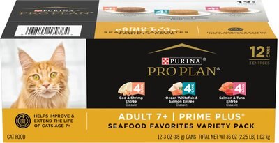 Purina Pro Plan Senior Adult 7+ Seafood Favorites Pate Variety Pack Canned Cat Food, slide 1 of 1