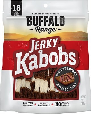 Buffalo Range All Natural Grain Free Jerky Kabob Rawhide Dog Treats, 18 count, slide 1 of 1