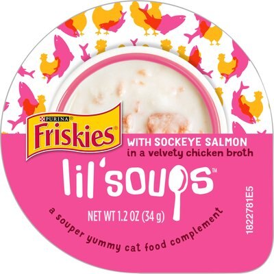 Friskies Lil' Soups with Sockeye Salmon in a Velvety Chicken Broth Lickable Cat Treats, slide 1 of 1