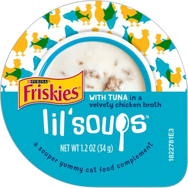 Friskies Lil' Soups with Tuna in a Velvety Chicken Broth Lickable Cat Treats, 1.2-oz cup, case of 8 slide 1 of 10