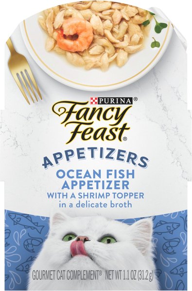 Fancy Feast Appetizers Oceanfish with a Shrimp Topper Cat Treats, 1.1-oz tray, case of 10 slide 1 of 10