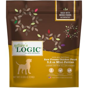 Nature's Logic All-Natural Grain-Free Chicken Feast Mini Patties Raw Frozen Dog Food, 3.2-oz patty, 6-lb bag