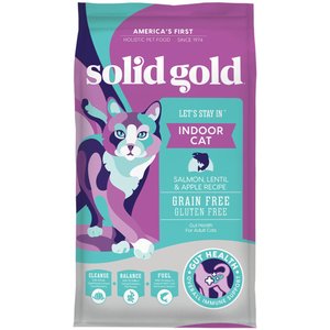 Solid Gold Let's Stay In Indoor Salmon, Lentil & Apple Recipe Adult Grain-Free Dry Cat Food, 12-lb bag
