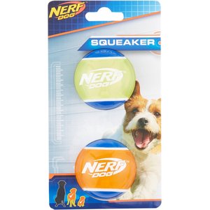 Nerf Dog Squeaker TPR Tennis Ball Dog Toy, 2 pack, Small
